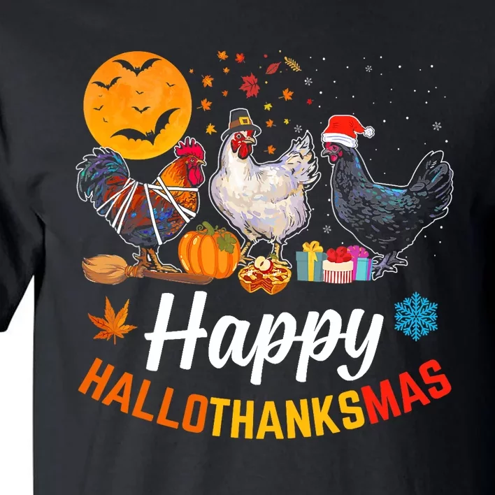 Happy HalloThanksMas Halloween Thanksgiving Xmas Chicken Tall T-Shirt