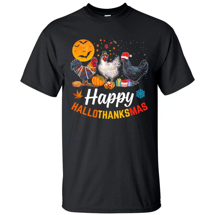 Happy HalloThanksMas Halloween Thanksgiving Xmas Chicken Tall T-Shirt