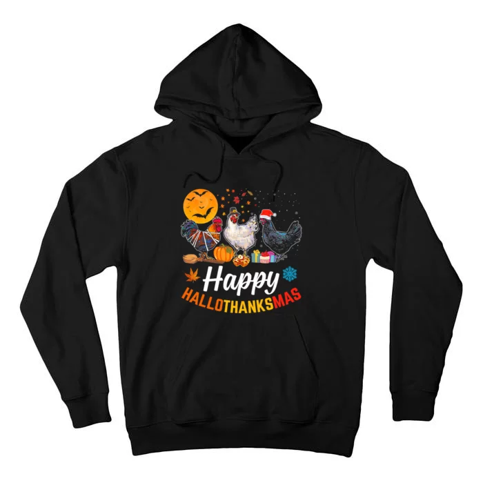 Happy HalloThanksMas Halloween Thanksgiving Xmas Chicken Tall Hoodie