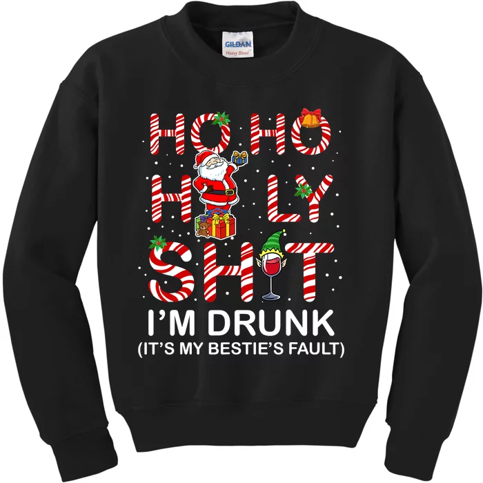 Ho Ho Holy Shit I'm Drunk Santa Wine Funny Christmas Kids Sweatshirt