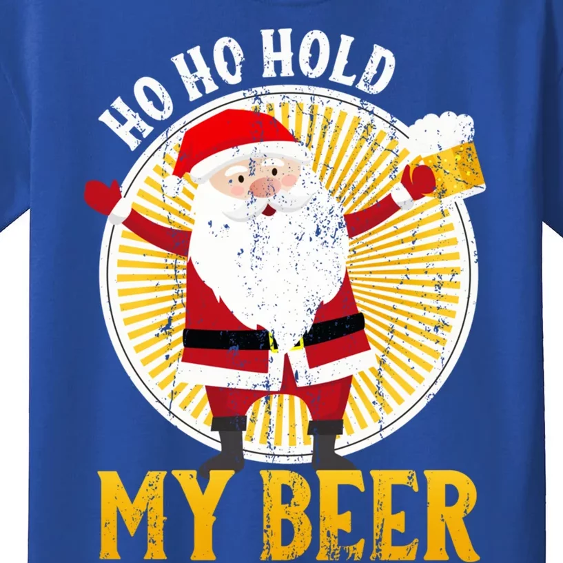 Ho Ho Hold My Beer Sarcastic Santa Bad Xmas Gift Kids T-Shirt