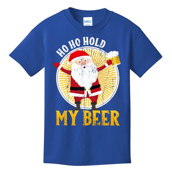 Ho Ho Hold My Beer Sarcastic Santa Bad Xmas Gift Kids T-Shirt