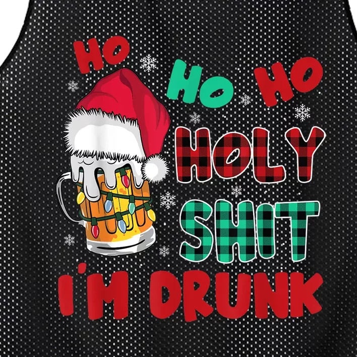 Ho Ho Holy Shit I'm Drunk Beer Santa Hat Christmas Drinking Mesh Reversible Basketball Jersey Tank