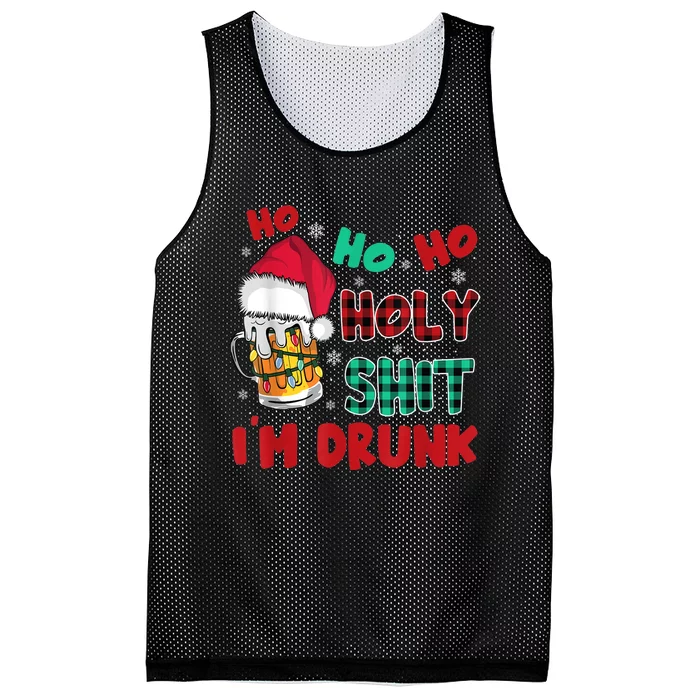 Ho Ho Holy Shit I'm Drunk Beer Santa Hat Christmas Drinking Mesh Reversible Basketball Jersey Tank