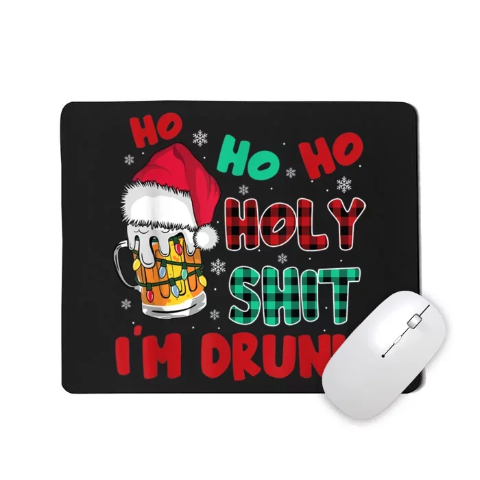 Ho Ho Holy Shit I'm Drunk Beer Santa Hat Christmas Drinking Mousepad