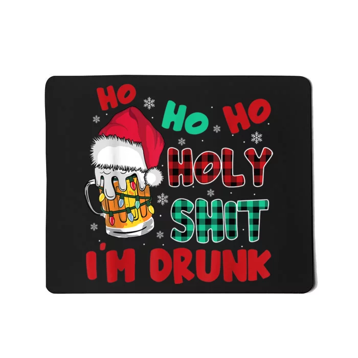 Ho Ho Holy Shit I'm Drunk Beer Santa Hat Christmas Drinking Mousepad