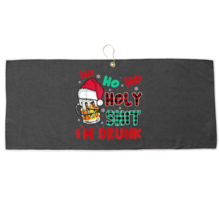 Ho Ho Holy Shit I'm Drunk Beer Santa Hat Christmas Drinking Large Microfiber Waffle Golf Towel