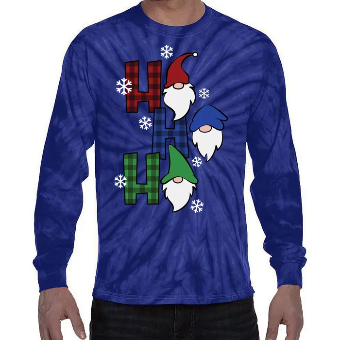 Ho Ho Ho Gnome Squad Christmas Tie-Dye Long Sleeve Shirt