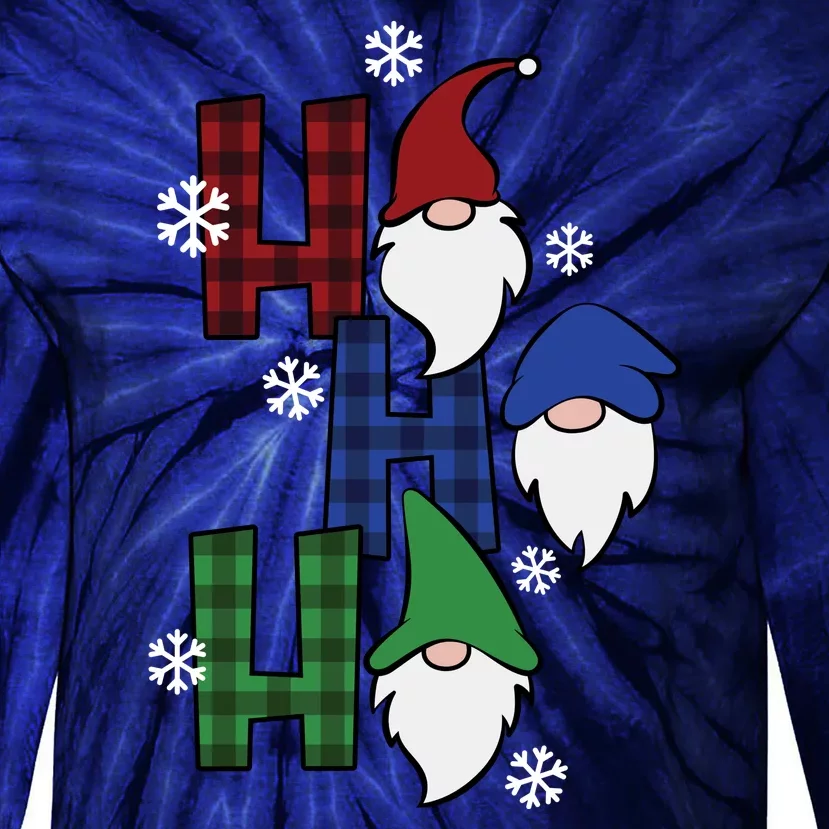 Ho Ho Ho Gnome Squad Christmas Tie-Dye Long Sleeve Shirt