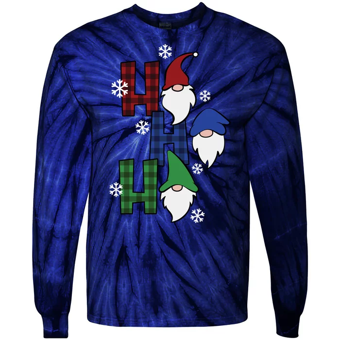 Ho Ho Ho Gnome Squad Christmas Tie-Dye Long Sleeve Shirt