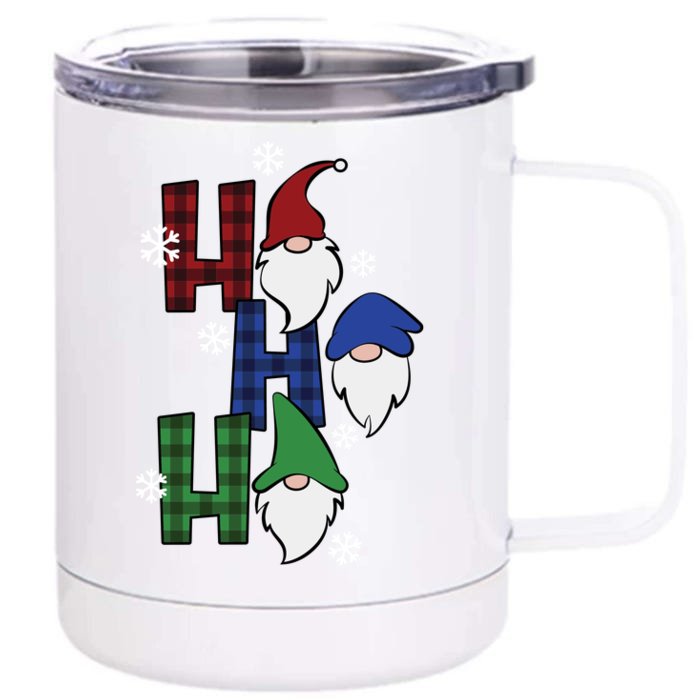 Ho Ho Ho Gnome Squad Christmas Front & Back 12oz Stainless Steel Tumbler Cup