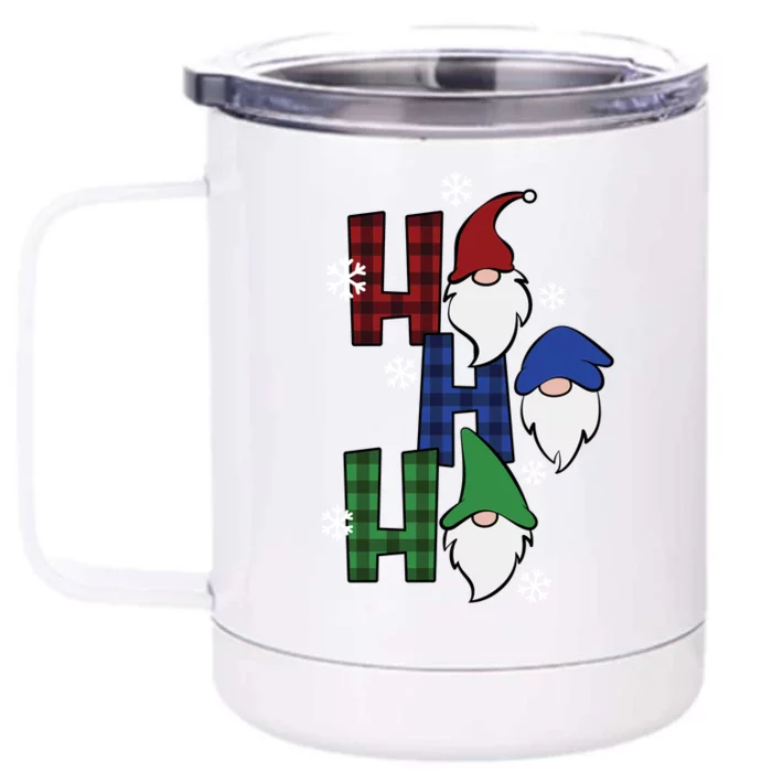 Ho Ho Ho Gnome Squad Christmas Front & Back 12oz Stainless Steel Tumbler Cup