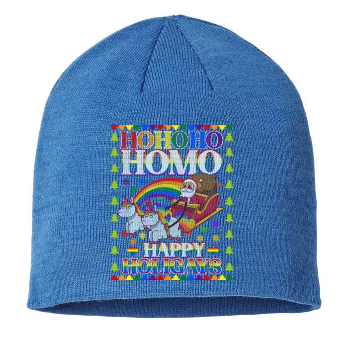 Ho Ho Homo Holigays Homosexual Lgbt Funny Ugly Christmas Cute Gift 8 1/2in Sustainable Knit Beanie