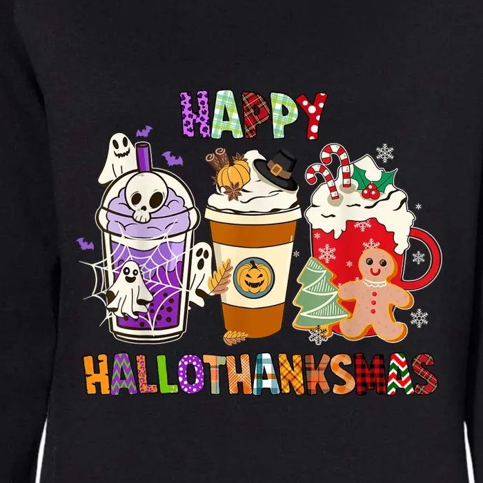 Happy Hallothanksmas Halloween Thanksgiving Christmas Design Womens California Wash Sweatshirt