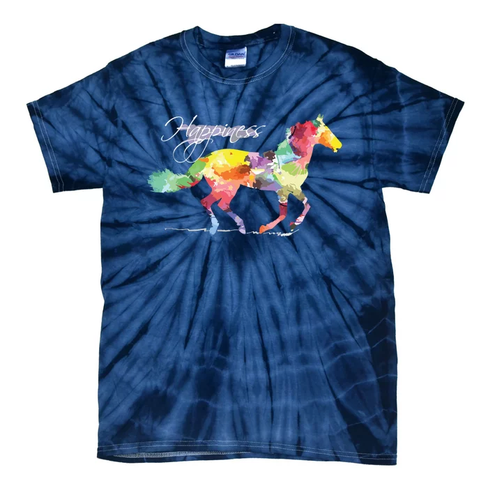 Horse Happiness Horse Lover Equestrian Design Tie-Dye T-Shirt