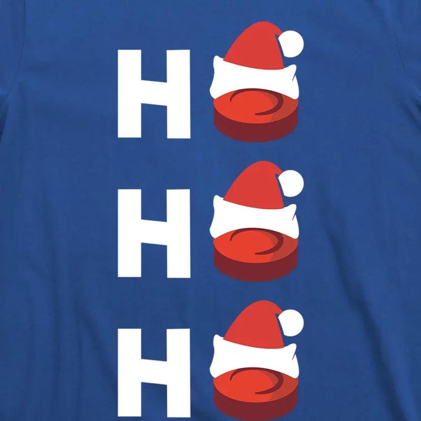 Ho Ho Ho Hockey Pucks Santa Hats Hockey Player Christmas Gif Gift T-Shirt