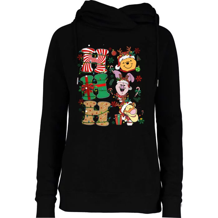 Ho Ho Ho Pooh Tigger Piglet Christmas Womens Funnel Neck Pullover Hood