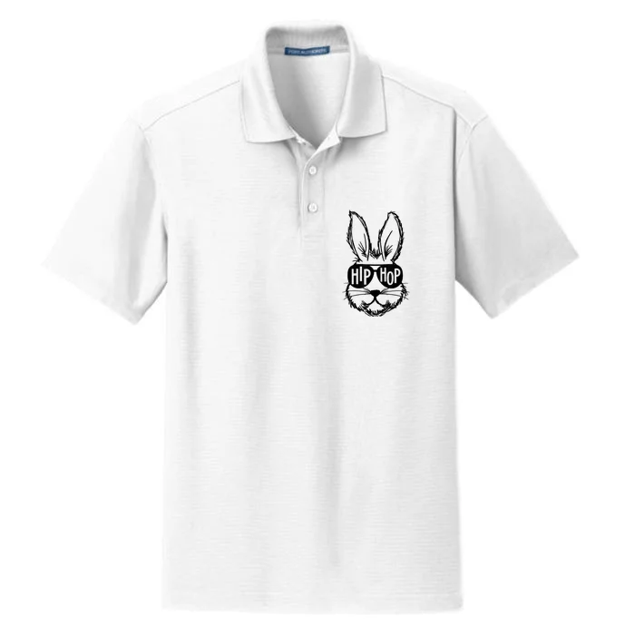 Hip Hop Happy Easter Bunny Face With Sunglasses Dry Zone Grid Performance Polo