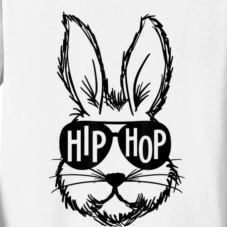 Hip Hop Happy Easter Bunny Face With Sunglasses Kids Long Sleeve Shirt