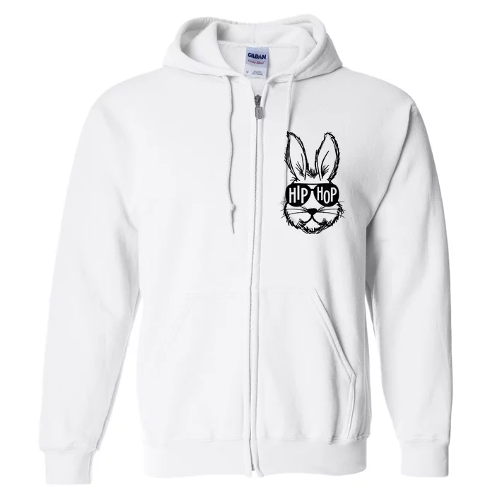 Hip Hop Happy Easter Bunny Face With Sunglasses Full Zip Hoodie