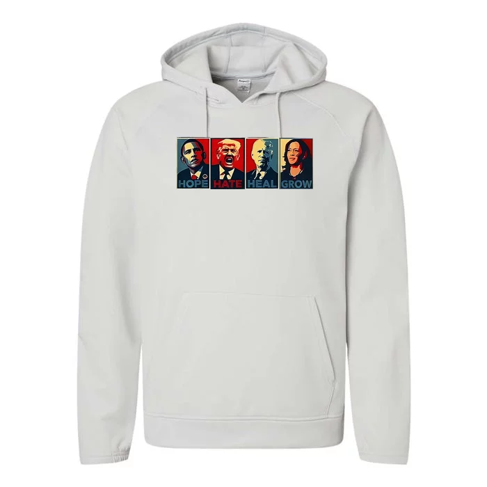 Hope Hate Heal Grow Performance Fleece Hoodie