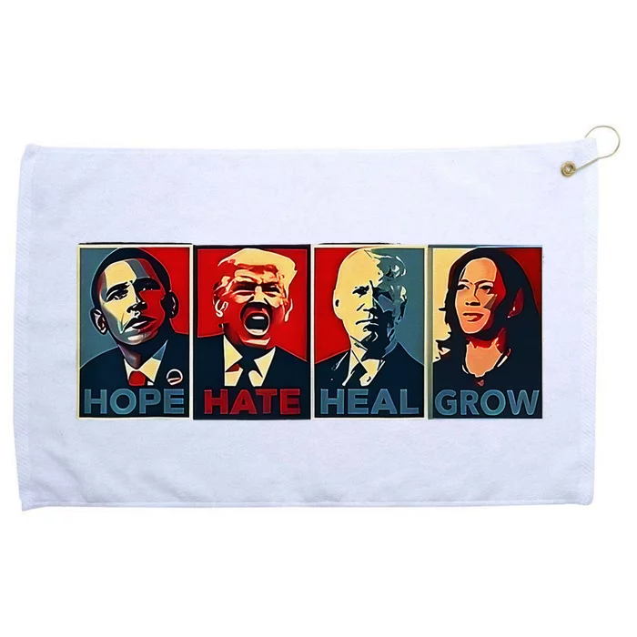 Hope Hate Heal Grow Grommeted Golf Towel