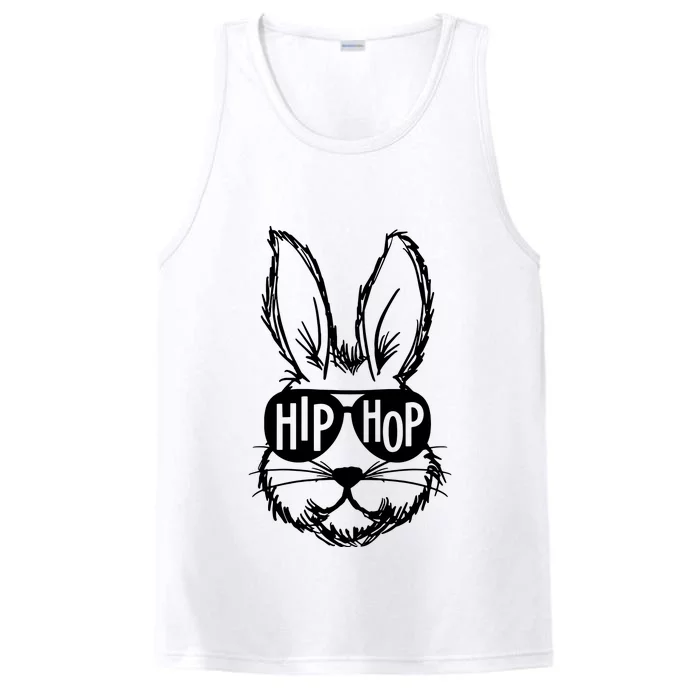 Hip Hop Happy Easter Bunny Face With Sunglasses Performance Tank