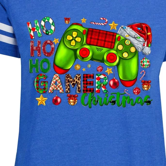 Ho Ho Ho Gamer Christmas Xmas Santa Hat Gaming Cute Gift Enza Ladies Jersey Football T-Shirt