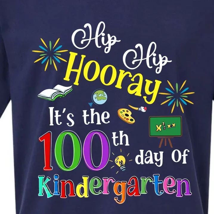 Hip Hip Hooray It's The 100 Days Of Kindergarten Funny Sueded Cloud Jersey T-Shirt