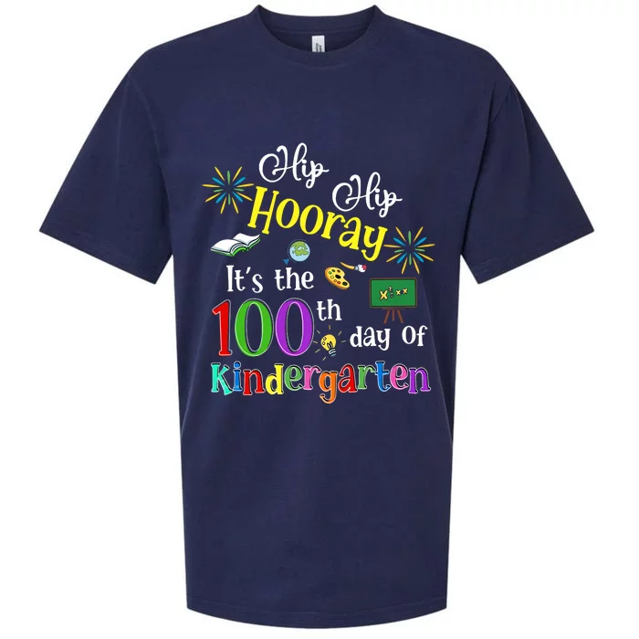 Hip Hip Hooray It's The 100 Days Of Kindergarten Funny Sueded Cloud Jersey T-Shirt