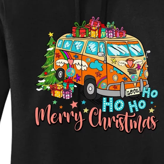 Ho Ho Ho Merry Christmas Gifts Hippie Bus Funny Xmas Women's Pullover Hoodie