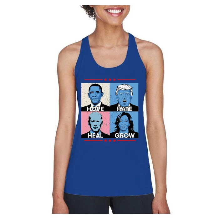 Hope Hate Heal Grow Political Leaders Women's Racerback Tank