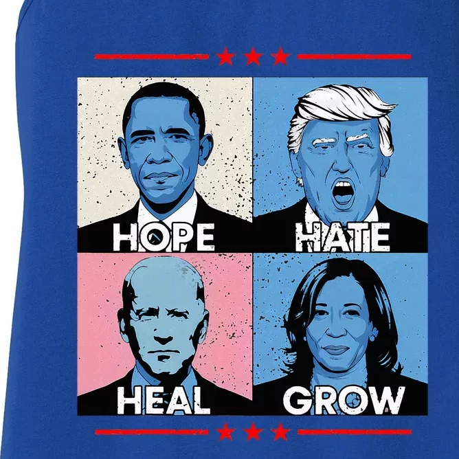 Hope Hate Heal Grow Political Leaders Women's Racerback Tank