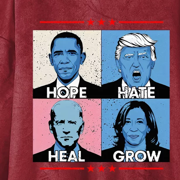 Hope Hate Heal Grow Political Leaders Hooded Wearable Blanket