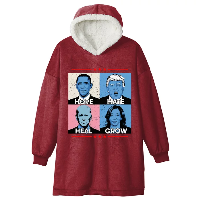 Hope Hate Heal Grow Political Leaders Hooded Wearable Blanket