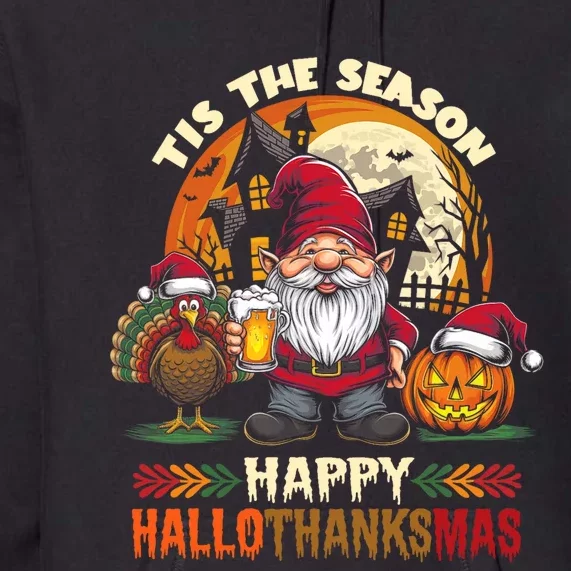 Happy Hallothanksmas Halloween Thanksgiving Merry Christmas Premium Hoodie