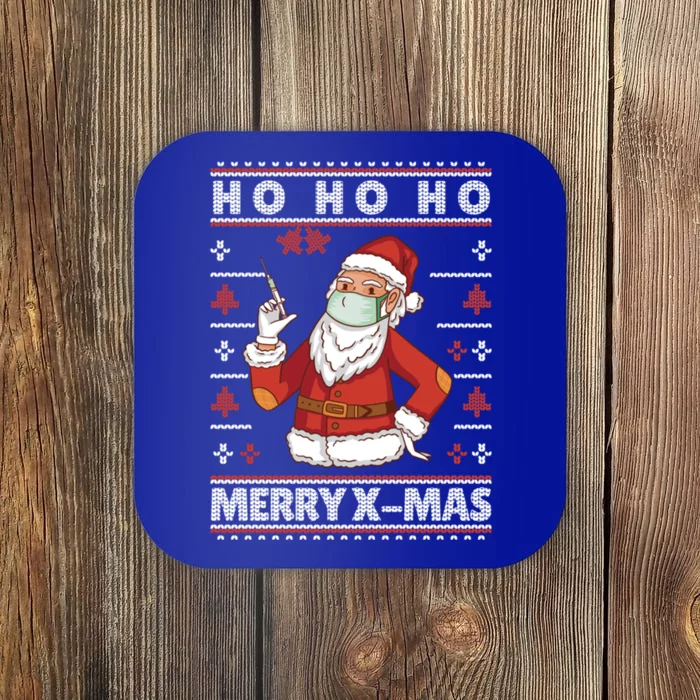 Ho Ho Ho Ugly Xmas Outfit With Doctor Santa Cool Gift Coaster