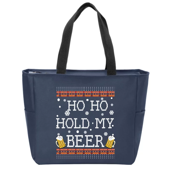 Ho Ho Hold My Beer-Ugly Christmas Drinking Sweater Zip Tote Bag