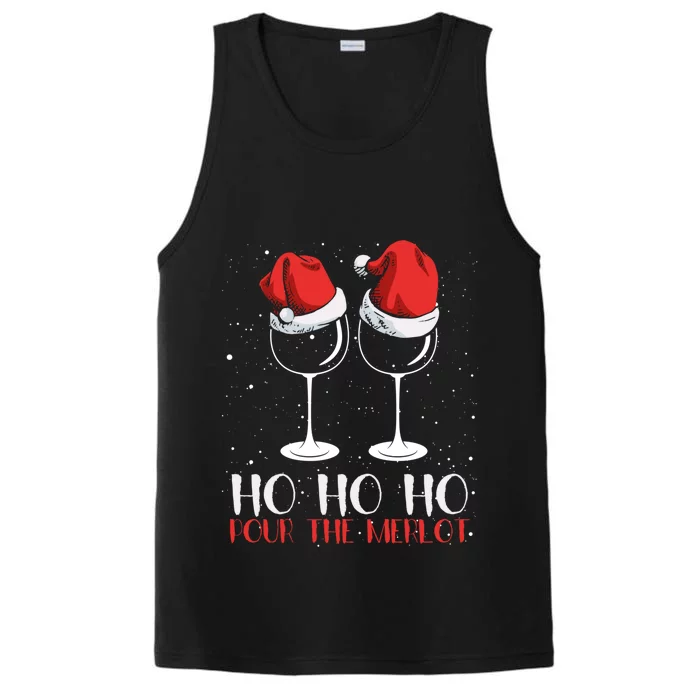 Ho Ho Ho Pour The Merlot Christmas Santa Wine Er Cute Gift Performance Tank