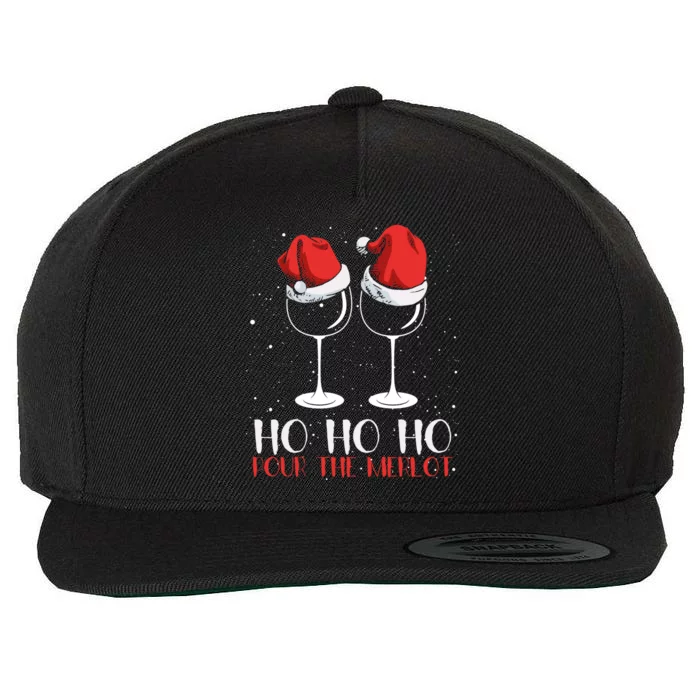 Ho Ho Ho Pour The Merlot Christmas Santa Wine Er Cute Gift Wool Snapback Cap