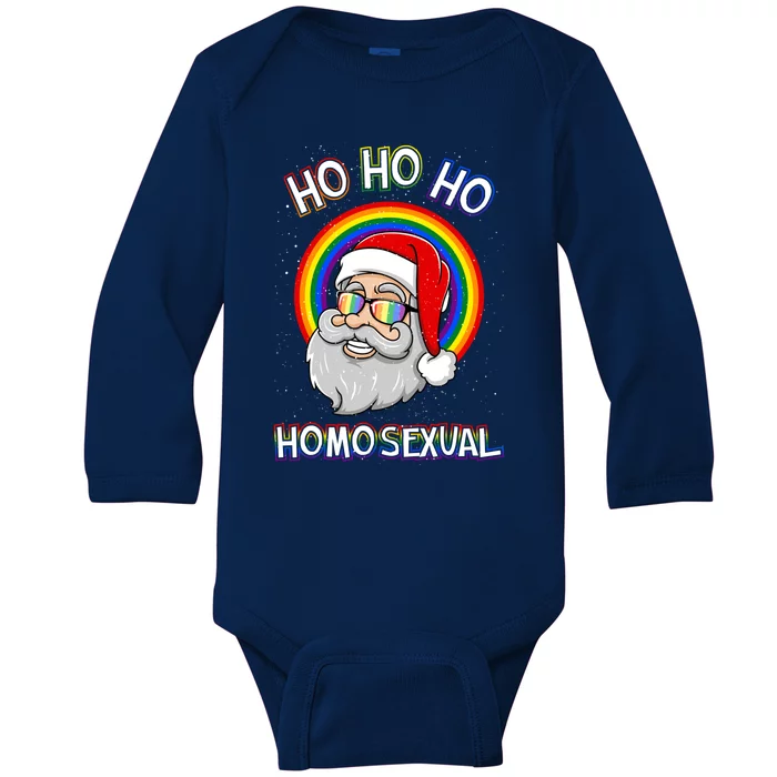 Ho Ho Ho Homosexual Holigays Lgbt Ugly Christmas Sweater Gift Baby Long Sleeve Bodysuit