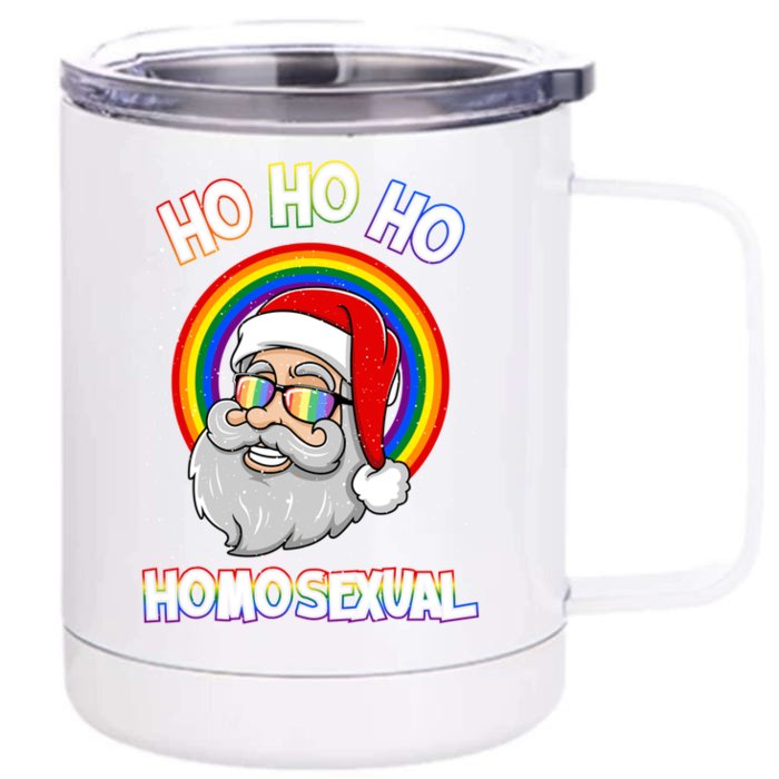 Ho Ho Ho Homosexual Holigays Lgbt Ugly Christmas Sweater Gift Front & Back 12oz Stainless Steel Tumbler Cup