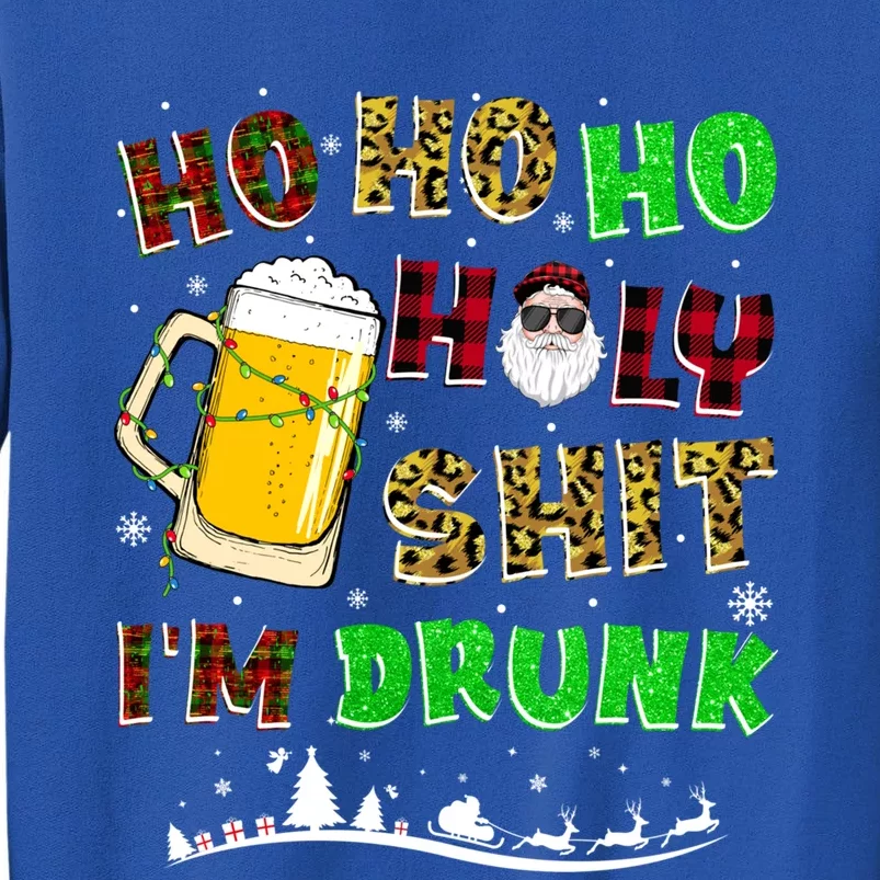 Ho Ho Holy Shit IM Drunk Beer Santa Hat Christmas Xmas Gift Tall Sweatshirt