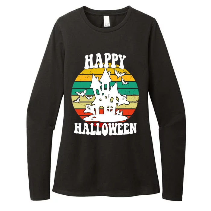 Happy Halloween Hunted House Vintage Womens CVC Long Sleeve Shirt