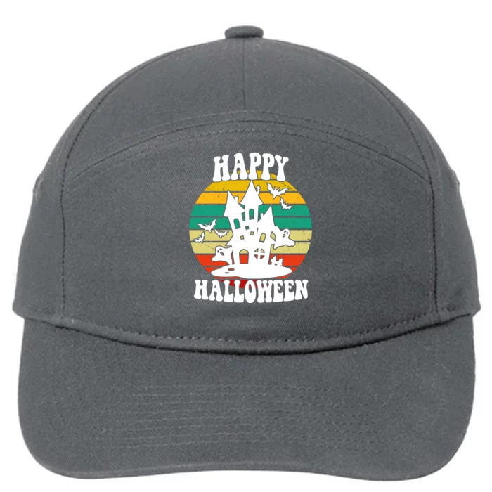 Happy Halloween Hunted House Vintage 7-Panel Snapback Hat