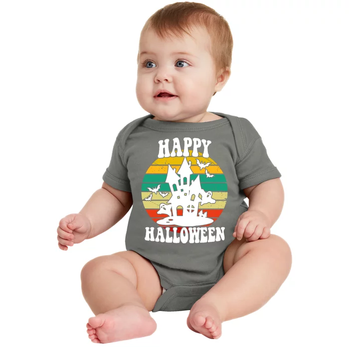 Happy Halloween Hunted House Vintage Baby Bodysuit