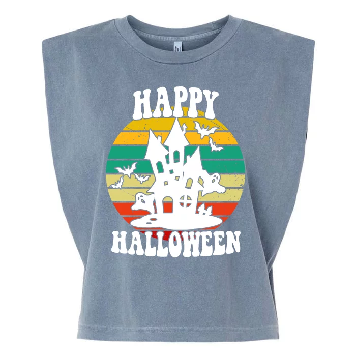 Happy Halloween Hunted House Vintage Garment-Dyed Women's Muscle Tee