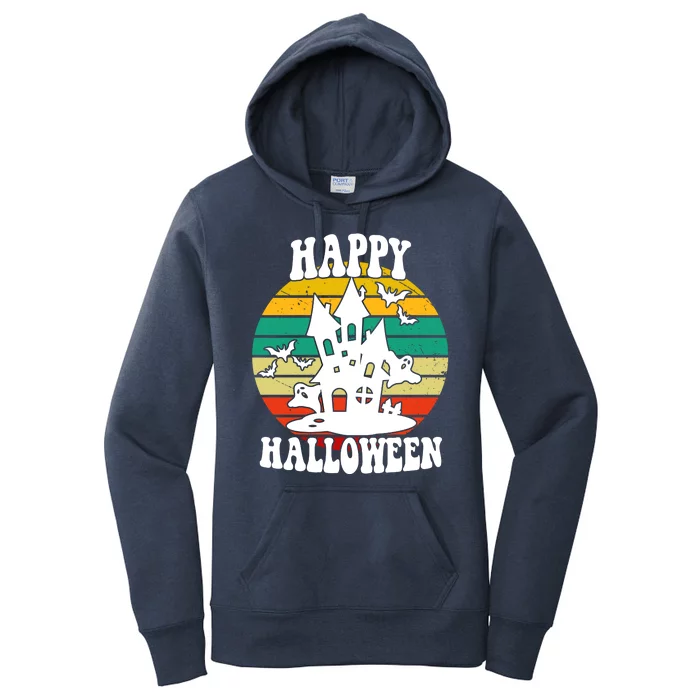 Happy Halloween Hunted House Vintage Women's Pullover Hoodie