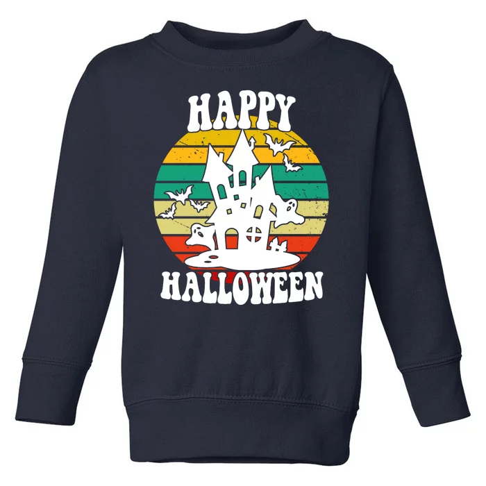 Happy Halloween Hunted House Vintage Toddler Sweatshirt