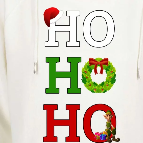 Ho Ho Ho Merry Christmas Elf Long Sleeve Womens Funnel Neck Pullover Hood